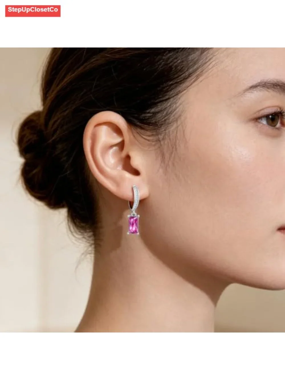 925 Sterling Silver Birthstone Hoop Earrings for Women Hypoallergenic Cubic
